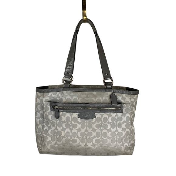 Coach Handbags - Coach Silver Grey Jacquard Penelope  Signature Tote  L1049 F14694